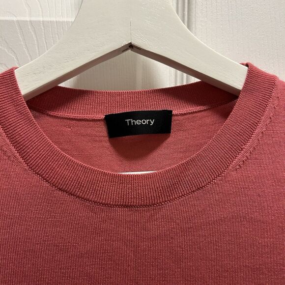 Theory Sweater Pink Short Sleeve Linen Viscose Blend Crew Neck Womens Small - Picture 4 of 9